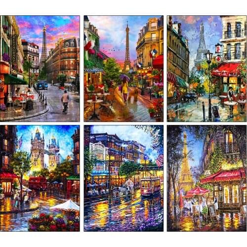 Full Square Round Diamond Painting Street 5D DIY Diamond Embroidery Landscape Cross Stitch City Rhinestone Art Home Decor