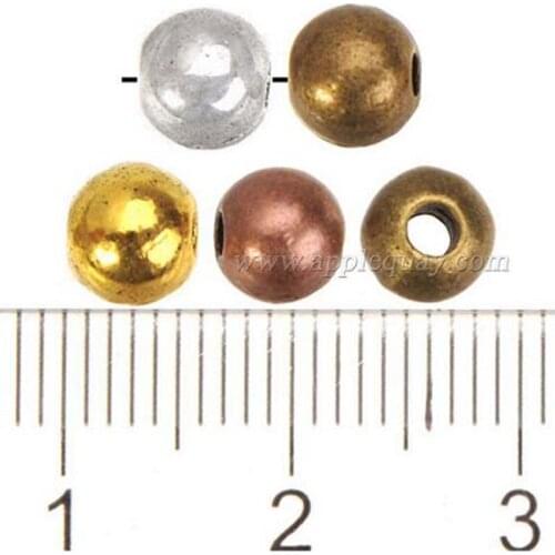 Spacers beads 6mm earring handmade diy material ball round small blank retro silver plated metal crafts jewelery findings 100pcs