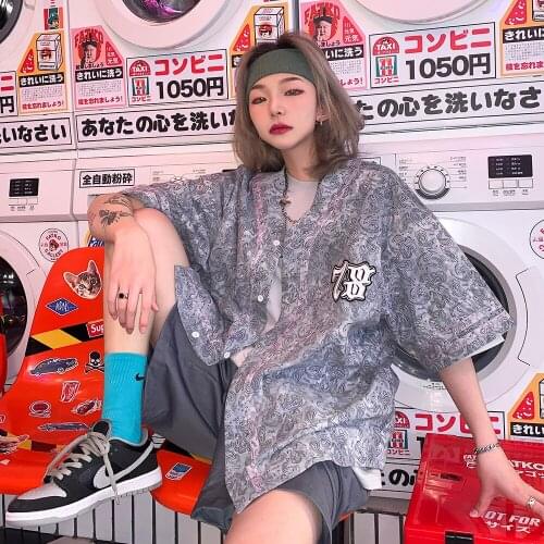 Short sleeve shirt Unisex Fashion Top summer street hip hop loose leopard shirts man