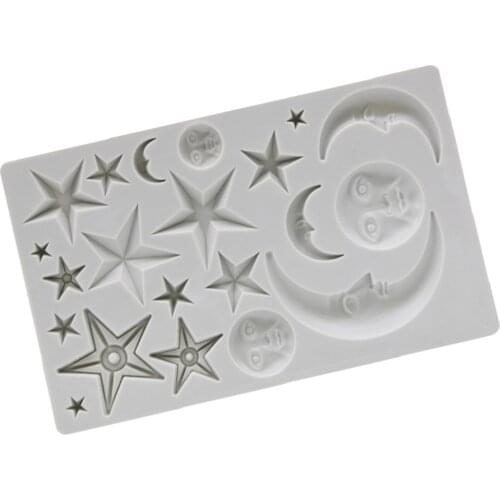 Moon Stars Sun Face Silicone Mold Fondant Mold Home Fondant Tool Dessert Mold Kitchen Gadgets Candy Molds