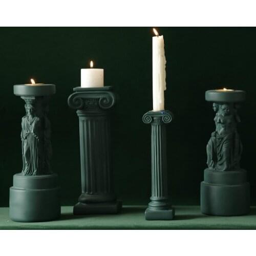 Nordic Resin Roman Column Aromatherapy Candle Holder Creative Home Cabinet Coffee Table Desktop Crafts Ornaments Wedding Decor