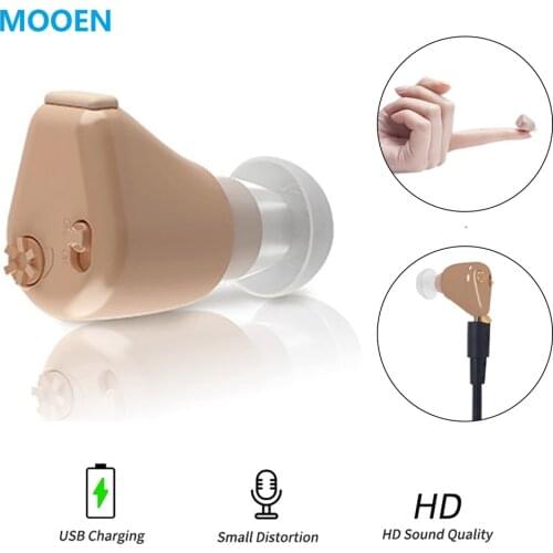 Hearing Aid Rechargeable or Battery Mini Invisible Sound Amplifier Volume Adjustable Wireless Hearing Aids Device Ear Care Tool