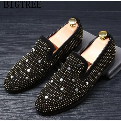 Loafers Men Shoes Classic Coiffeur Party Shoes Men Elegant Rhinestone Wedding Shoes Men Dress Zapatos De Hombre De Vestir Formal