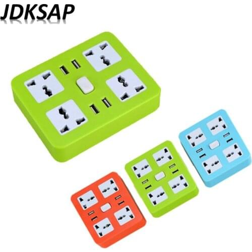 Smart USB Power Strip Socket EU/UK/US Plug 4 Outlet 4 Port USB Charger - 2M Power Cord For Phone Tablet PC