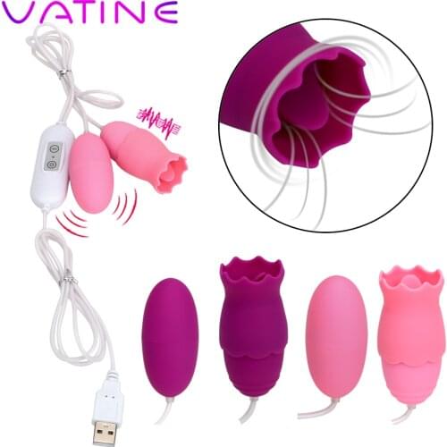 VATINE Tongue Vibrators 11 Mode USB Vibrating Egg Oral Licking Clitoris Stimulator G-spot Sex Toys for Women Female Masturbation