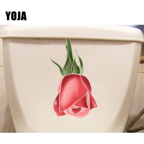 YOJA 11.1*20.1CM Cartoon Red Rose Fashion Toilet Seat Stickers Home Living Room Wall Decor T1-0782