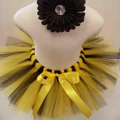Baby Girls Tutu Skirt Yellow and Black Tulle Skirt Toddler Infant Mini Skirt Baby Birthday Party Skirt Photo Prop Outfit
