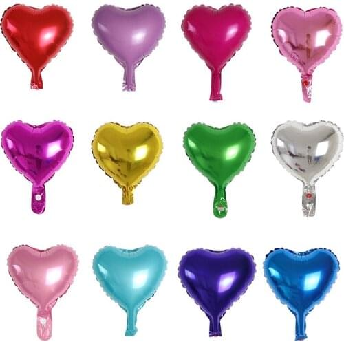 10pcs/lot 10inch Heart Foil Balloons Wedding Birthday Party Backdrop Decoration Air Inflatable Globos Baby Shower Gifts Kids Toy