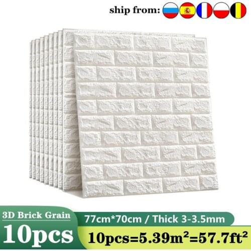 10pc 77*70cm 3D Wall Sticker Imitation Brick Waterproof Self-adhesive Wallpaper For Living Room TV Backdrop Bedroom Decoration