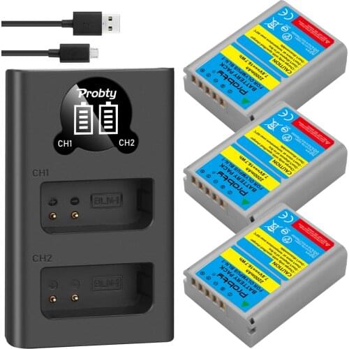 2200mAh for Olympus BLN-1 BLN1 batteries + Dual LED USB charger OM-D E-M1 E-M5 Mark II PEN-F E-P5 EM1 EM5 PENF EP5