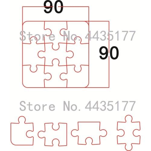 4pcs/set Japan Steel Blade Wooden Die Jigsaw puzzle Leather Craft Template Punch Hand Tool Cut Knife Mould Finished Size 90x90mm