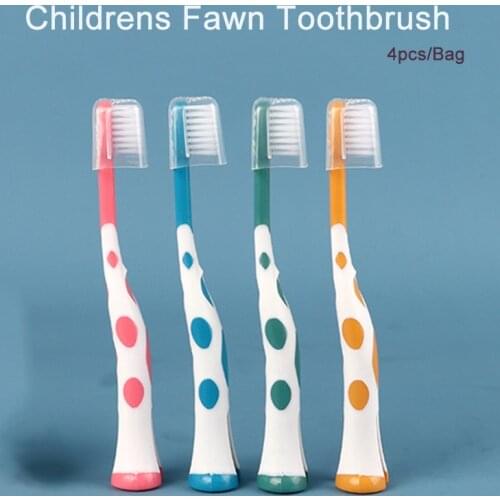 4pcs/Bag Chirldren Fawn Toothbrush Soft Brush Cute Cartoon Shape Health Hygiene Oral Dental Clean Care Gums For Little Babies