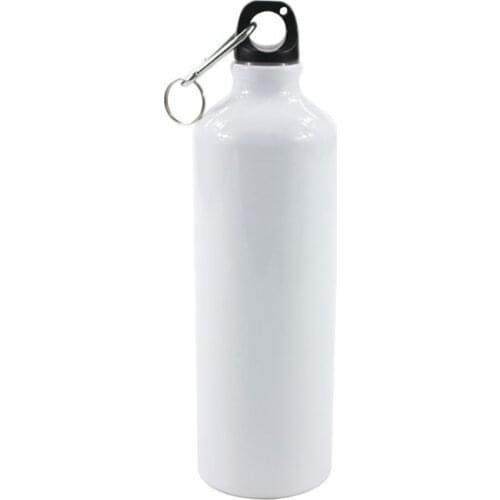 400/500/600/750ml White Blank Sublimation Water Bottle with Screw Carabiner Hook Aluminum Outdoor Sports Leakproof for