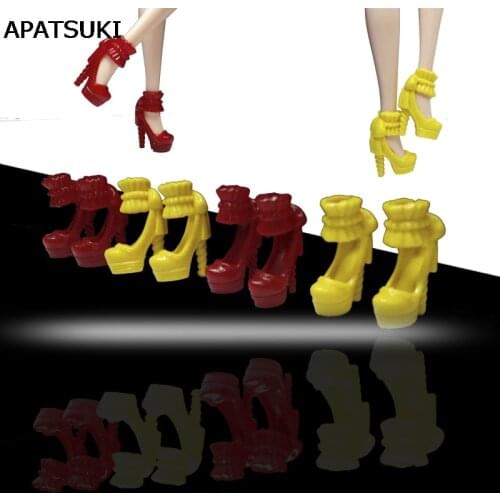5pairs/lot Fashion High-heel Shoes for Barbie Doll Accessories Toys Christmas Present Princess Design Shoes For 1/6 BJD Dolls