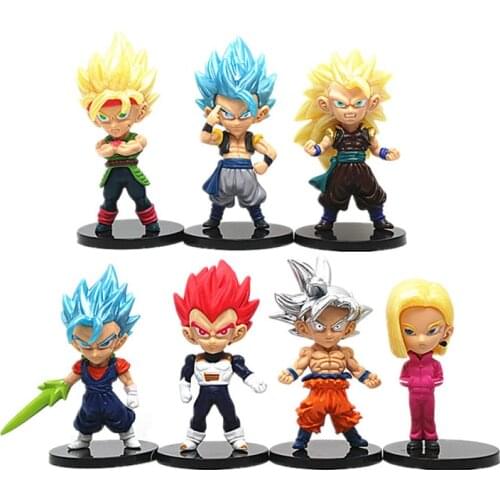 7PCS Anime Dragon Ball Z Super Saiyan Goku Vegeta PVC Collection Model Toys Figure Toys for Children