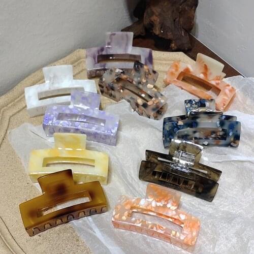 Acetate Hair Claws Clips for Women Korean Style 2020 New Geometric Hair Crab Plastic Hair Claw Clamp Pins Marble Resin Barrettes