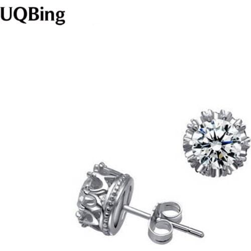 Free Shipping Fashion Plata 925 Sterling Silver Stud Earrings Zircon Crystal Silver Earrings Jewelry Pendientes de Plata Brincos