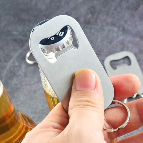 2Pcs Home Hotel Beer Stainless Steel Keychains Cap Remover Bottle Opener Kitchen Tools