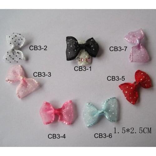CB-3 30pcs/bag 7 Colors Transparent Dots Color Fabric Ribbon Bow Nail Art Decoration Nail art Fabric Bow