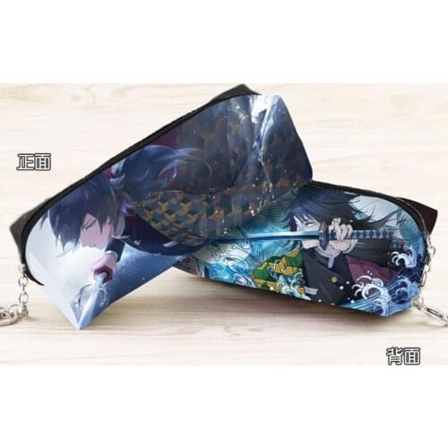 Anime Demon Slayer: Kimetsu no Yaiba Zipper Pen Pouch Tomioka Giyuu Cartoon Character Cosmetic Bag Pencil Case