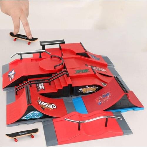 DIY Finger Skateboard Detachable Multiple Scenes Set Combination ABS Finger Skateboard Park Ramp Toys Gift for Kids