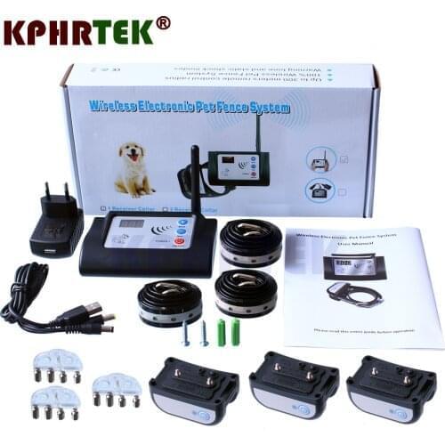 Electric Dog Pet Fence System Rechargeable Waterproof Training Collar with 3 collars in Wireless 100g2280