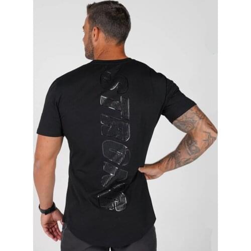 Fashion New Cotton T-shirt Men Gyms Fitness Workout Slim t shirt Brand Clothing Male Summer Casual Fashion Black Print Tee Tops