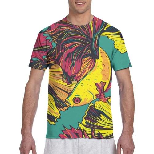 Colorful Siamese Fighting Fish Betta Splendens Casual T Shirts Tee Tops Summer Men Short Sleeve Streetwear Fashion Male Tshirts