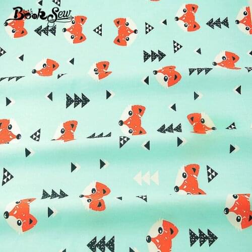 Booksew Cotton Twill Fabric Sewing Cloth Quilting DIY Baby Patchwork Bedsheet Fox Animal Design Home Textile Fat Quarter CM