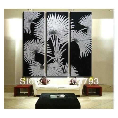 Siliver rich tree paintings Huge 3 Panels Handmade Modern Oil Painting on Canvas Wall Art Free shipping