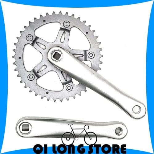 42T 175mm Fixed Gear Bicycle crankset Folding bike square hole aluminum alloy crank set single speed steel sprocket accessories