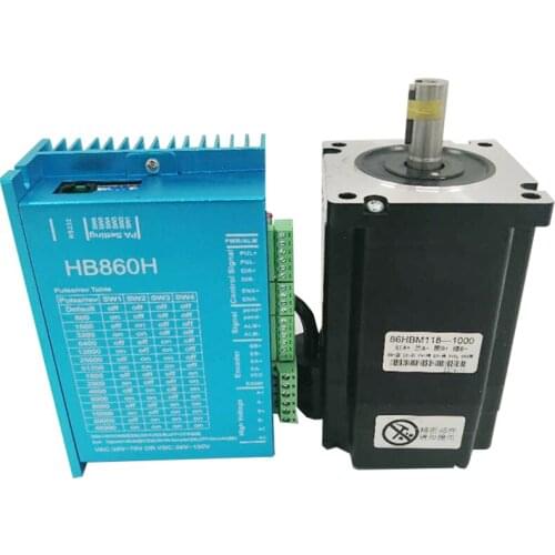 86 Hybird 2-Phase Stepper Motor Driver Kit 86HB250-118B 8.5N.m Motor + HB860H Driver with 1000 line encoder