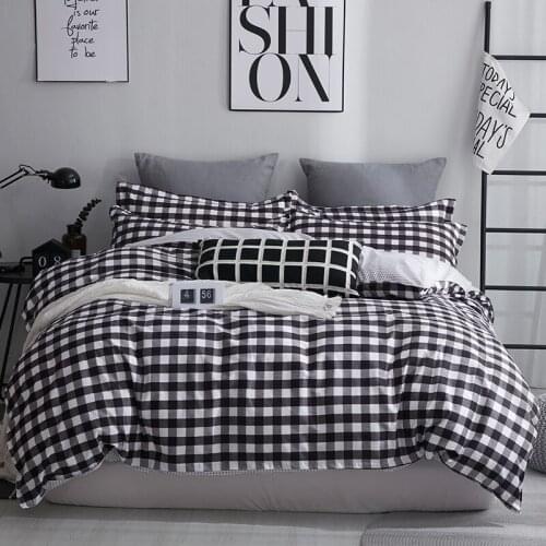 Plaid Bedding Set Simple Duvet Cover Set Pillowcase Home Textiles 2/3pcs Bed Linen King Queen Size Dropship