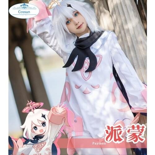 Game Genshin Impact Paimon Cosplay Costume Full Set Lolita Jumpsuits Adult Women Uniform Party Halloween