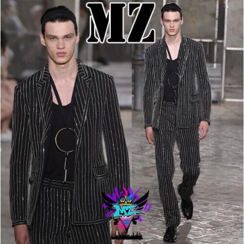 Mens Suit Flash Diamond Sequins Suits Trends Mens Hosts Small Suits Bars Nightclubs Male Singers dj Costumes Dresses