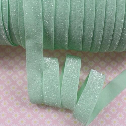 M-9(5) 50 yards 5/8'' 16mm glitter velvet elastic metallic ribbon for webbing headband hairbows
