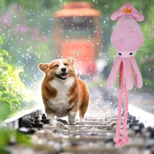 Cute Squid Pet Cat Dog Toy Octopus Cute BB Plush Pet Puppy Rope Toys Pink Chew Squeak Toys for Dog Cat