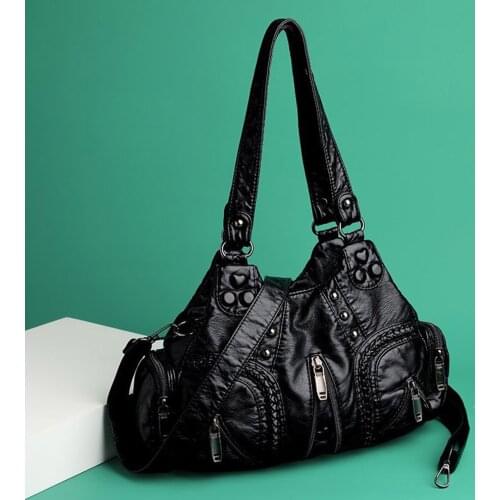 Fashion Women Soft PU Leather Pure Color Shoulder Crossbody Messenger Bag Casual Ladies Large Capacity Handbags