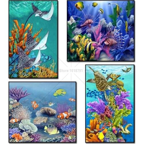 Ruxin 3D Diy Diamond Embroidery Painting Sea world Home Decoration Diamond Painting Cross Stitch Needlework DMC Ico