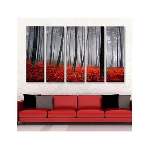 Canvas Set of 5 Landscape Rose Forest in Sunset Canvas Hand Painted Wall Picture for Living Room Wall Art r for Wall Decor