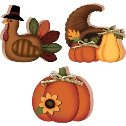 New Home Indoor Desktop Decoration Thanksgiving Pumpkin Turkey Scene Layout Wooden Desktop Ornaments Creative Model Decor