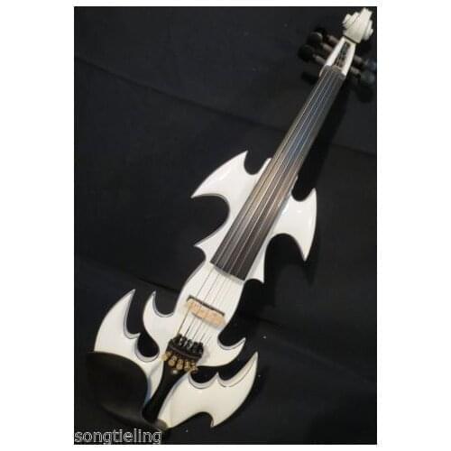 Handmade New White Color Solid Wood 5 Strings 4/4 Electric Violin Great Sound Streamline Model Bow Case Rosin Included