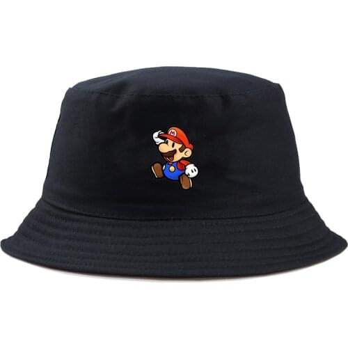 Soft Bucket Hat Man Women Super Mario Print Outdoor Sports Hip Hop Cap Summer Cotton Fishing Sun Panama fisherman hats girl boy
