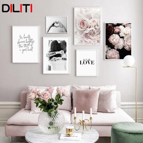 Peony Flower Love Canvas Painting Poster Floral Botanical Print Picture Nordic Wall Art for Living Room Modern Home Decoration