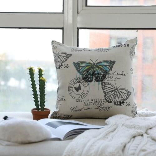 Butterfly pattern printed cushion pillow American European retro without core