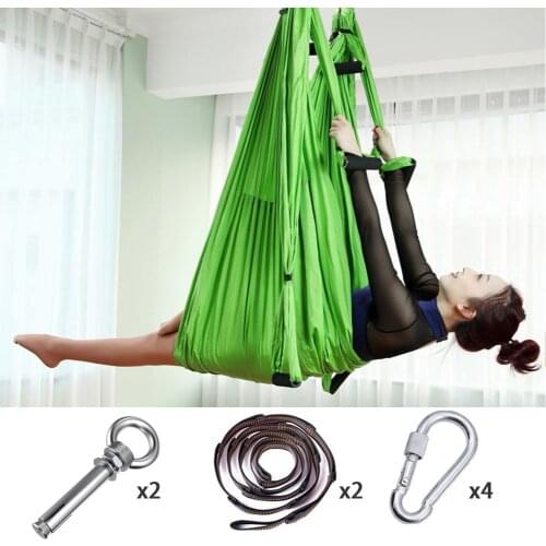 Full Set 6 Handles Anti-Gravity Yoga Hammock Fabric Yoga Flying Swing Aerial Traction Device Hammock Equipment For Pilates Body