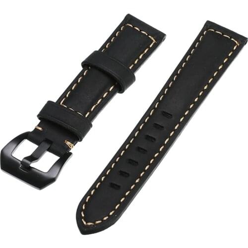 20/22/42/46mm Genuine Leather Watch Strap For Smart Watch Sport Watchband Replacement Wrist Bracelet With Stainless Steel Buckle