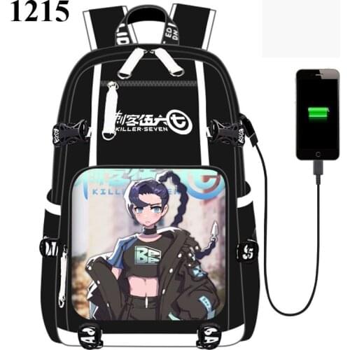 Anime Killer Seven Mei shi San USB Port Backpack Bag School Book Students Outdoor Bag Rucksack Cartoon