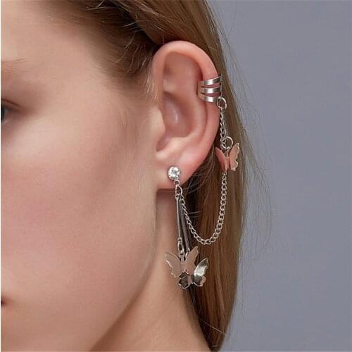 1pc Korean Earings Fashion Jewelry Butterfly Tassel Ear Pin Chain Clip Earrings For Women Oorbellen Luxury Jewelry Wholesale