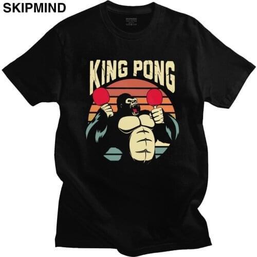 Funny King Ping Pong T-shirt Men Short Sleeved 100% Cotton Tee Shirts Crew Neck Summer Tops Table tennis Paddle Tshirt Gift Idea